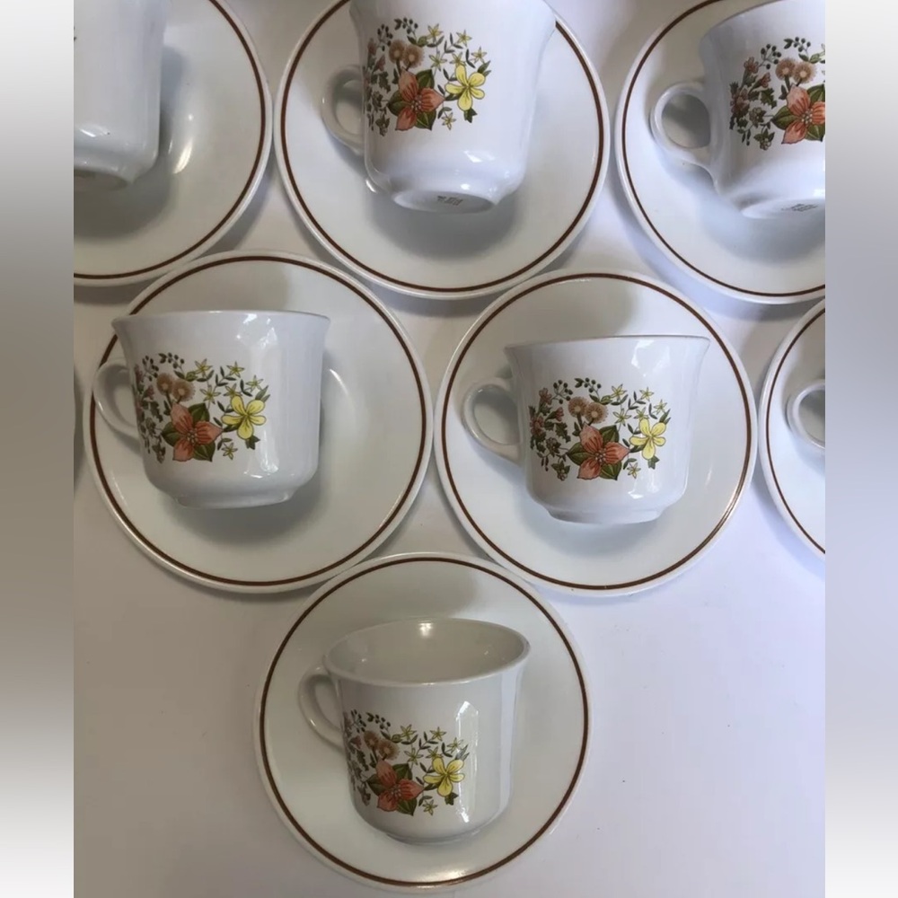 VTG Corning Ware Corelle INDIAN SUMMER Cup and Saucers,  8 saucers 8 Cups